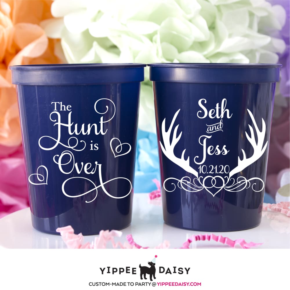 The Hunt Is Over Personalized Wedding Stadium Cups - Stadium Cup