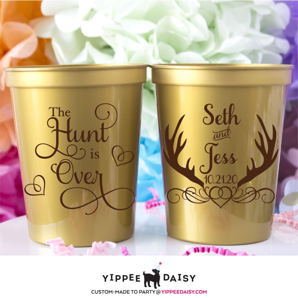 The Hunt Is Over Personalized Wedding Stadium Cups - Stadium Cup