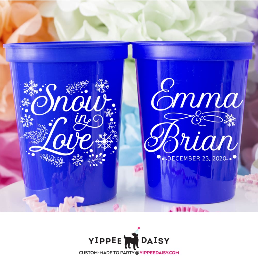 Snow In Love Personalized Wedding Stadium Cups - Stadium Cup