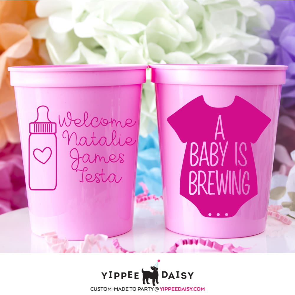 A Baby Is Brewing Personalized Baby Shower Stadium Cups - Stadium Cup