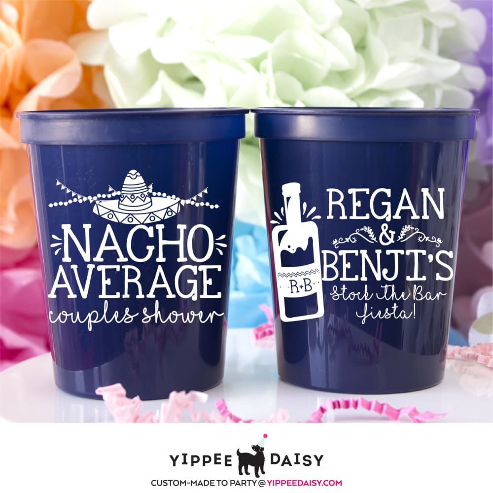 Nacho Average Couples Shower Personalized Stadium Cups - Yippee Daisy