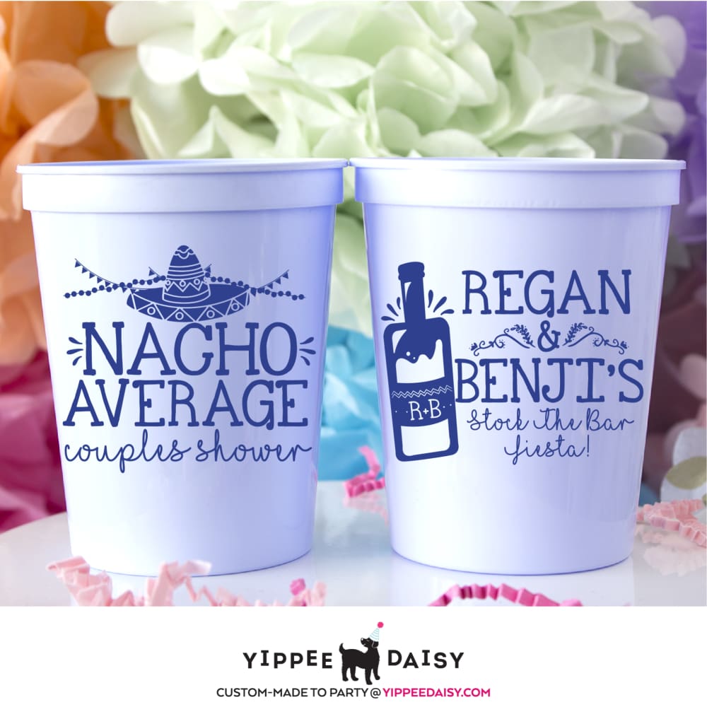 Nacho Average Couples Shower Personalized Stadium Cups - Yippee Daisy