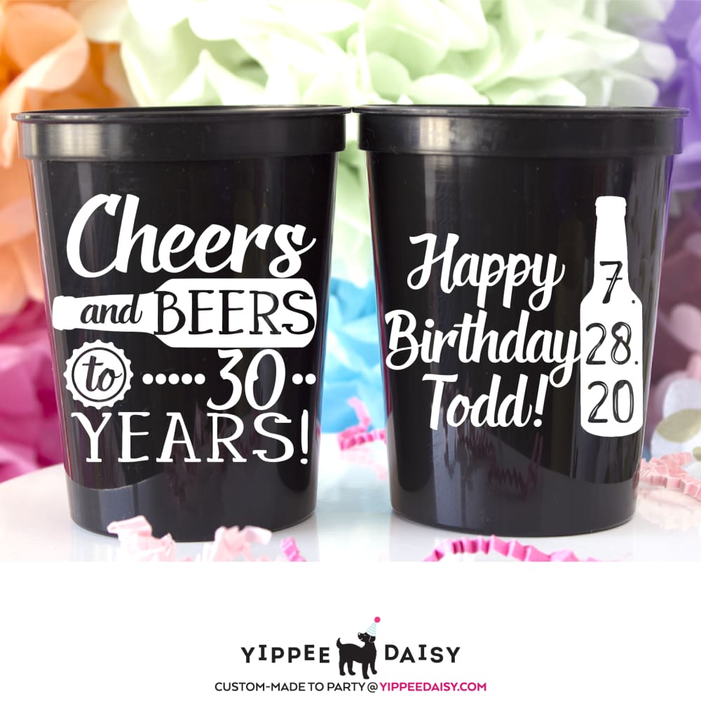 Cheers &amp; Beers To 30 Years Personalized Birthday Stadium Cups - Stadium Cup