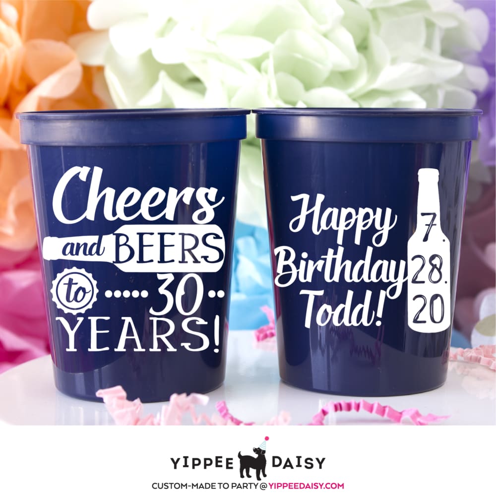 Cheers & Beers To 30 Years Personalized Birthday Stadium Cups - Stadium Cup