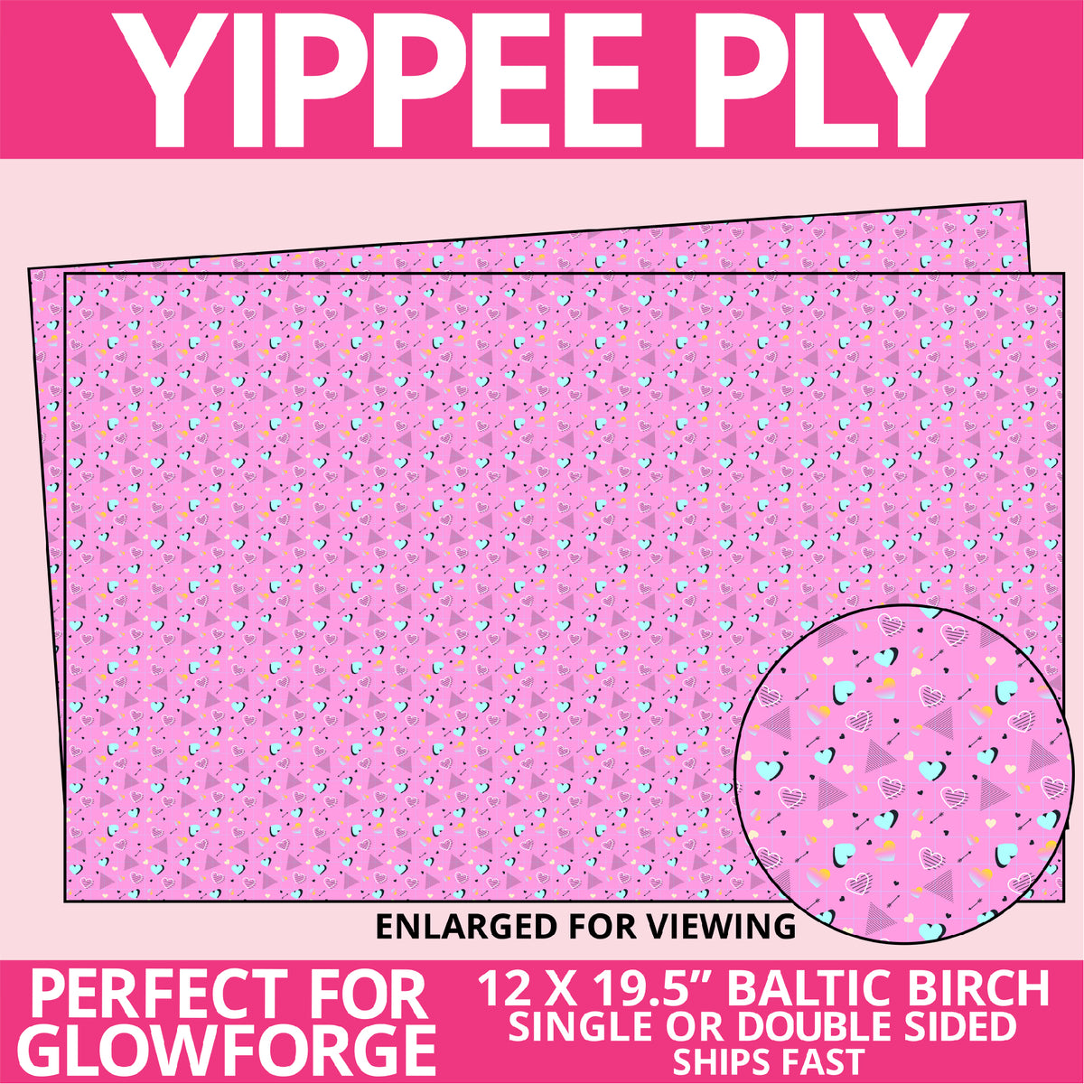Yippee Ply Geometric Retro Heart Valentine Pattern on Birch Plywood 1003