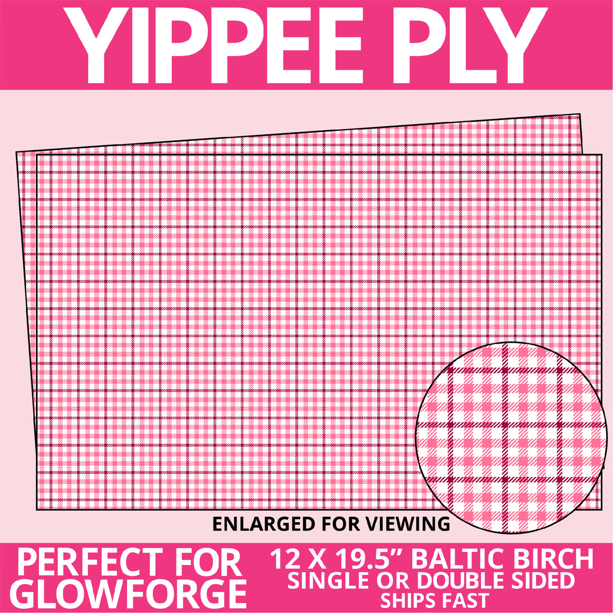 Yippee Ply Valentines Plaid Valentine Pattern on Birch Plywood 1010