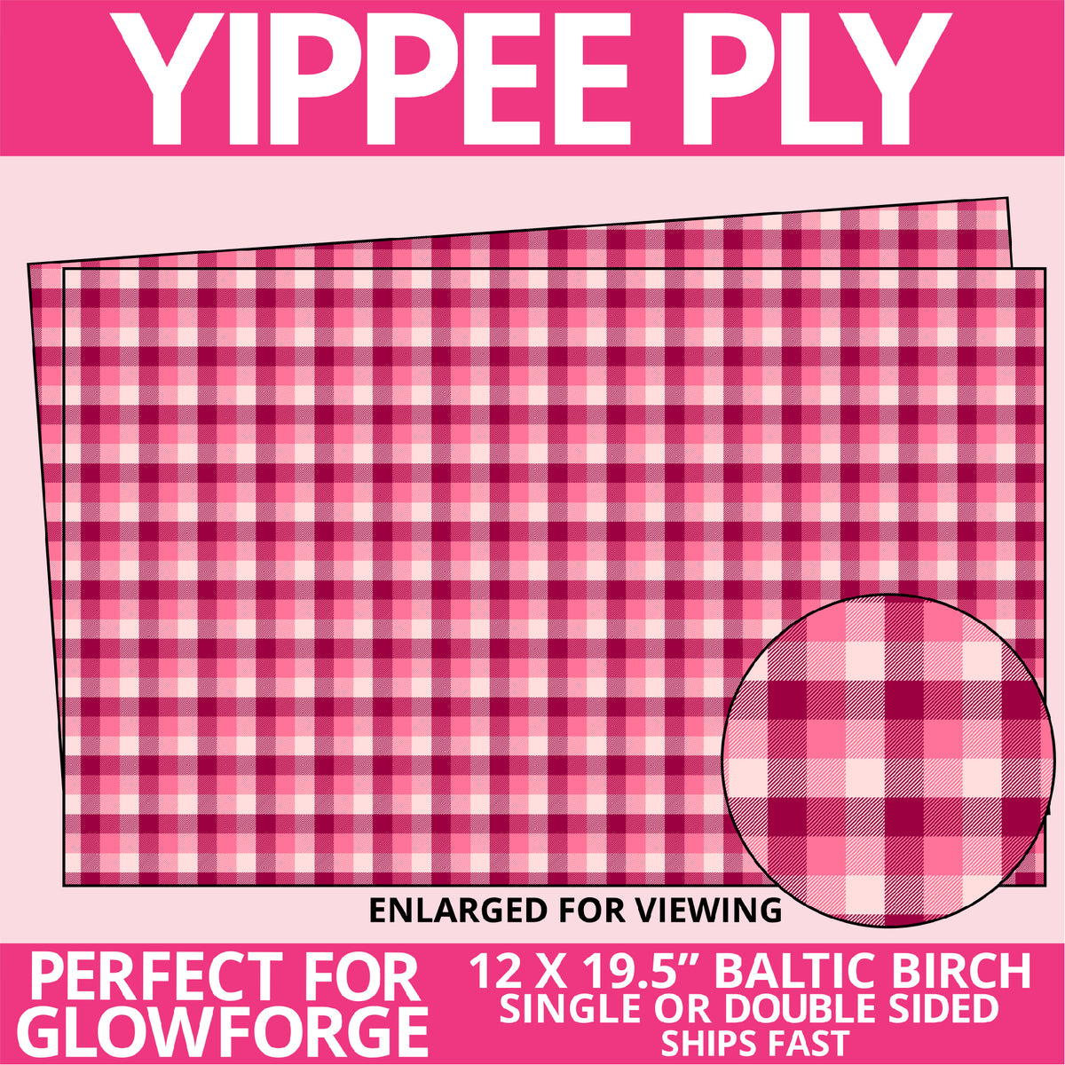 Yippee Ply Lovestruck Plaid Valentine Pattern on Birch Plywood 1012