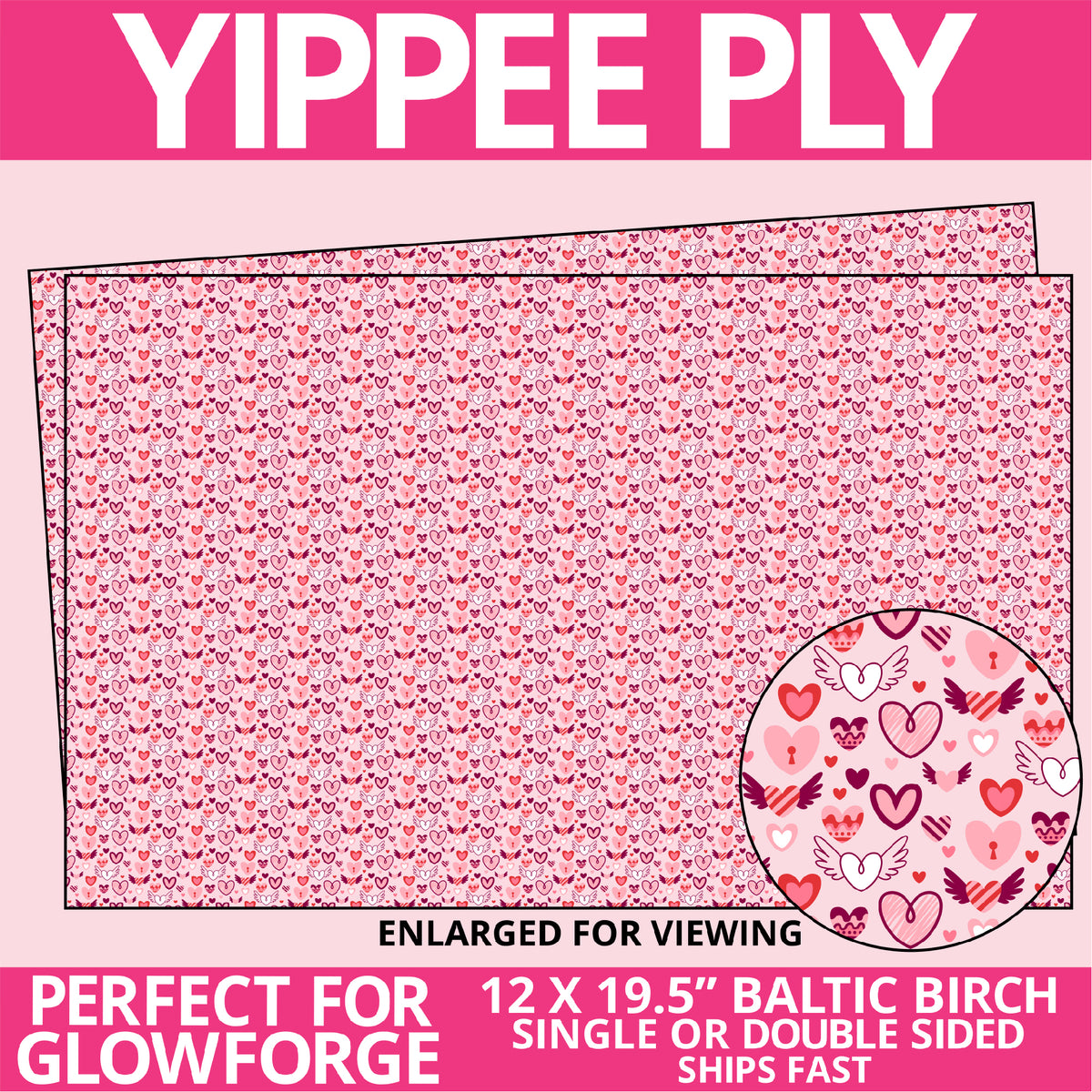 Yippee Ply Hearts A Flutter Valentine Pattern on Birch Plywood 1016