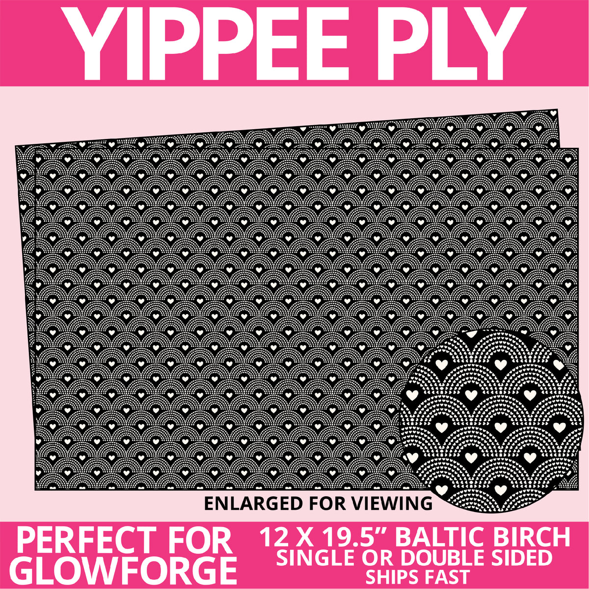 Yippee Ply Elastic Heart Valentine Pattern on Birch Plywood 1018