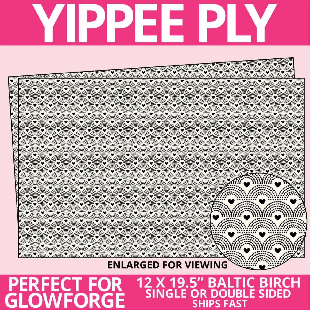 Yippee Ply Noble Heart Valentine Pattern on Birch Plywood 1019