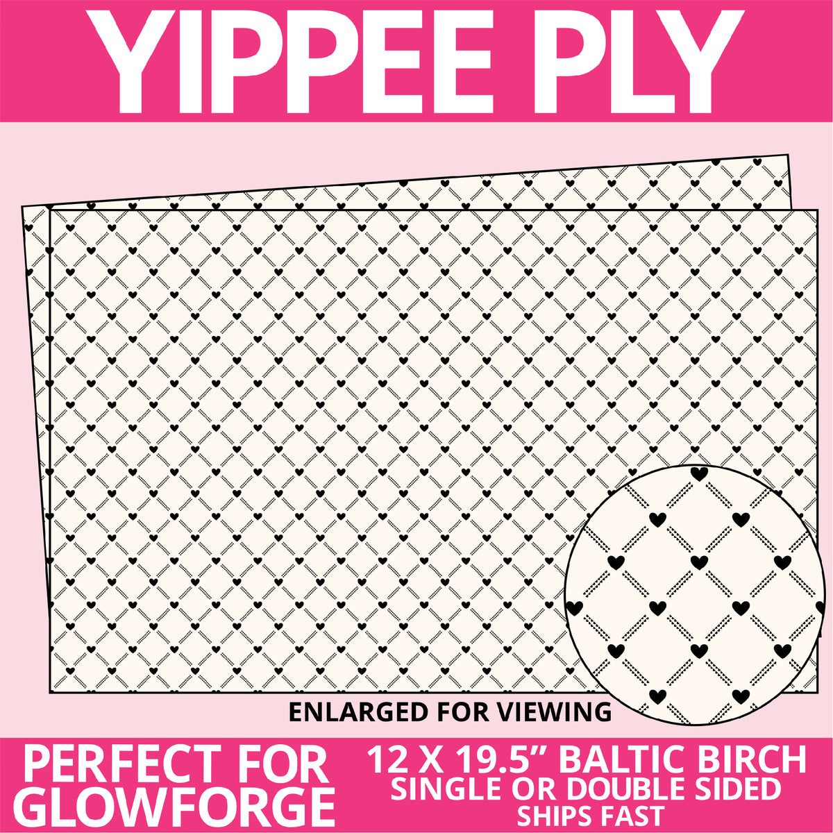 Yippee Ply Modern Love Pattern on Birch Plywood 1022