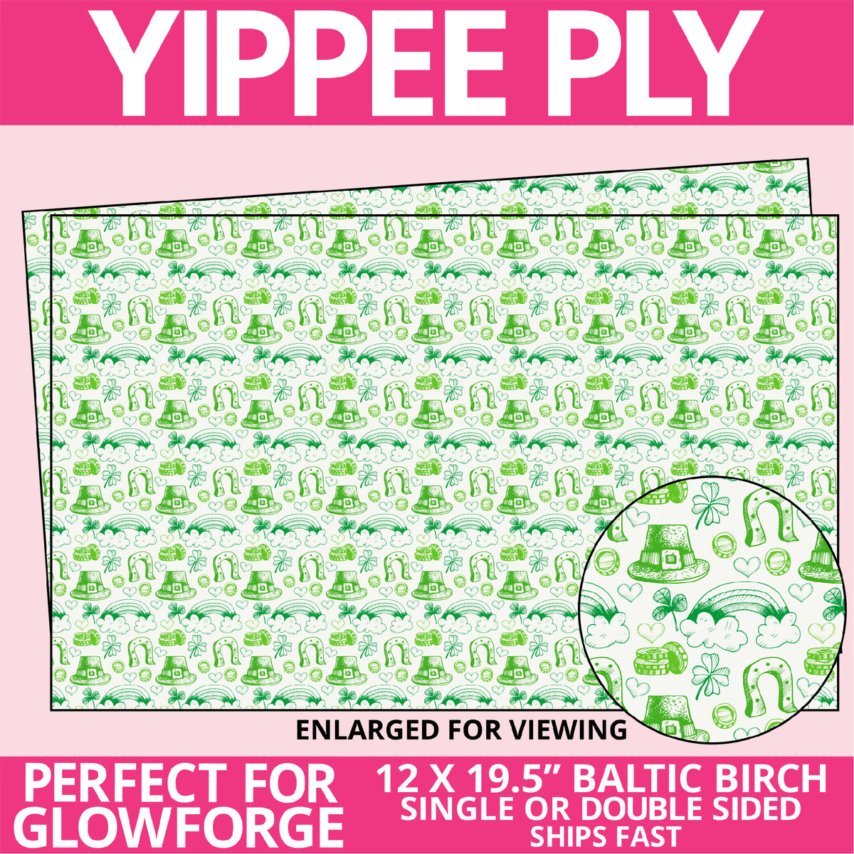 Yippee Ply Luck in Love Pattern on Birch Plywood 1025