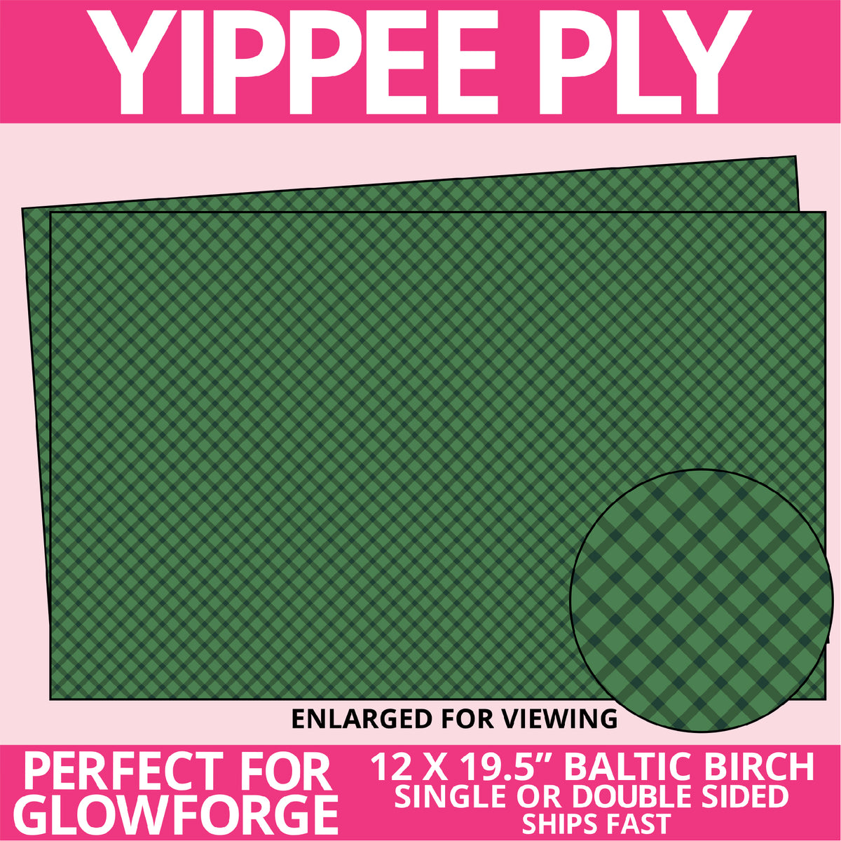 Yippee Ply Green Plaid Pattern on Birch Plywood 1029