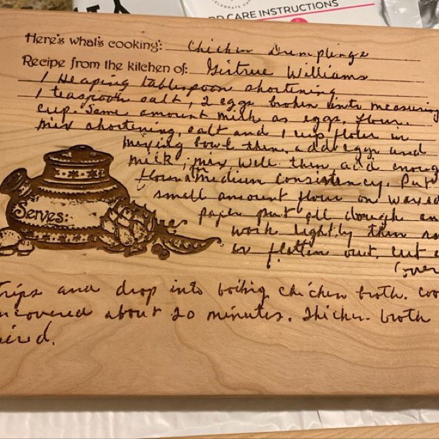Handwritten Recipe Personalized Cutting Board