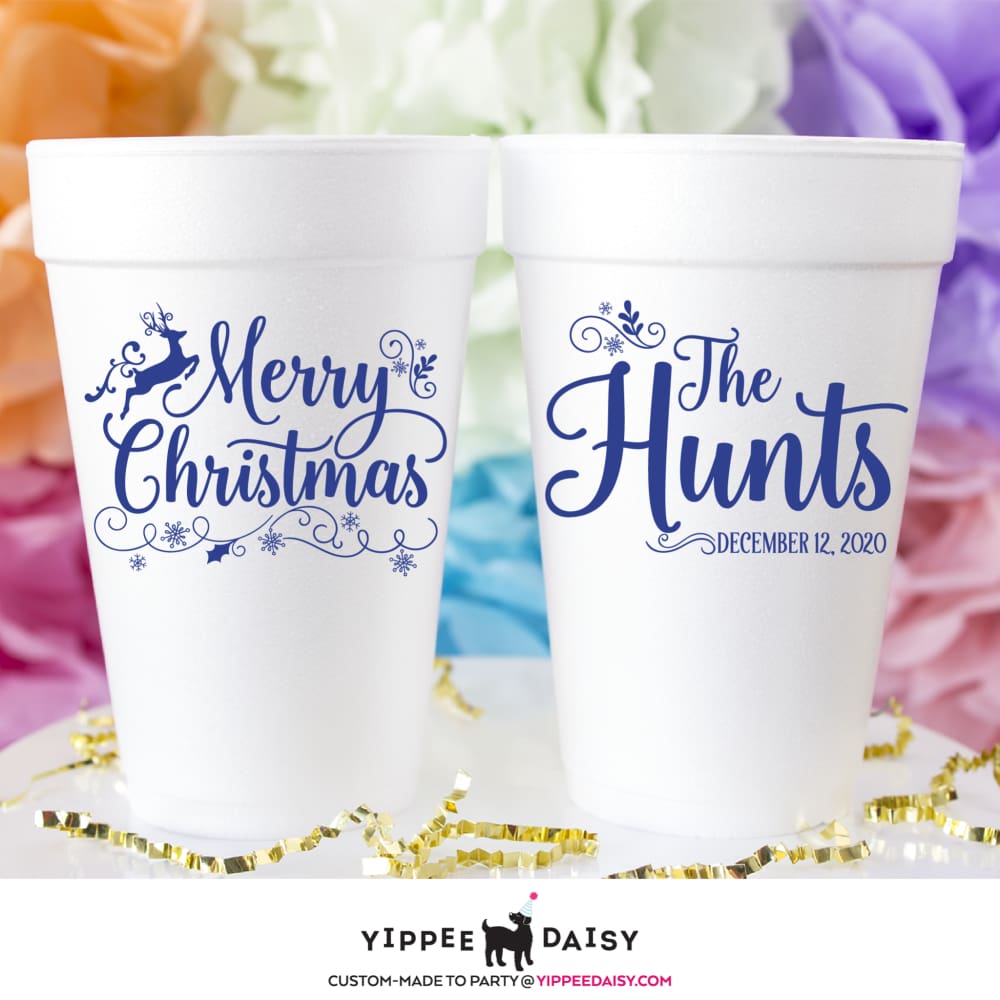 Merry Christmas Foam Cups