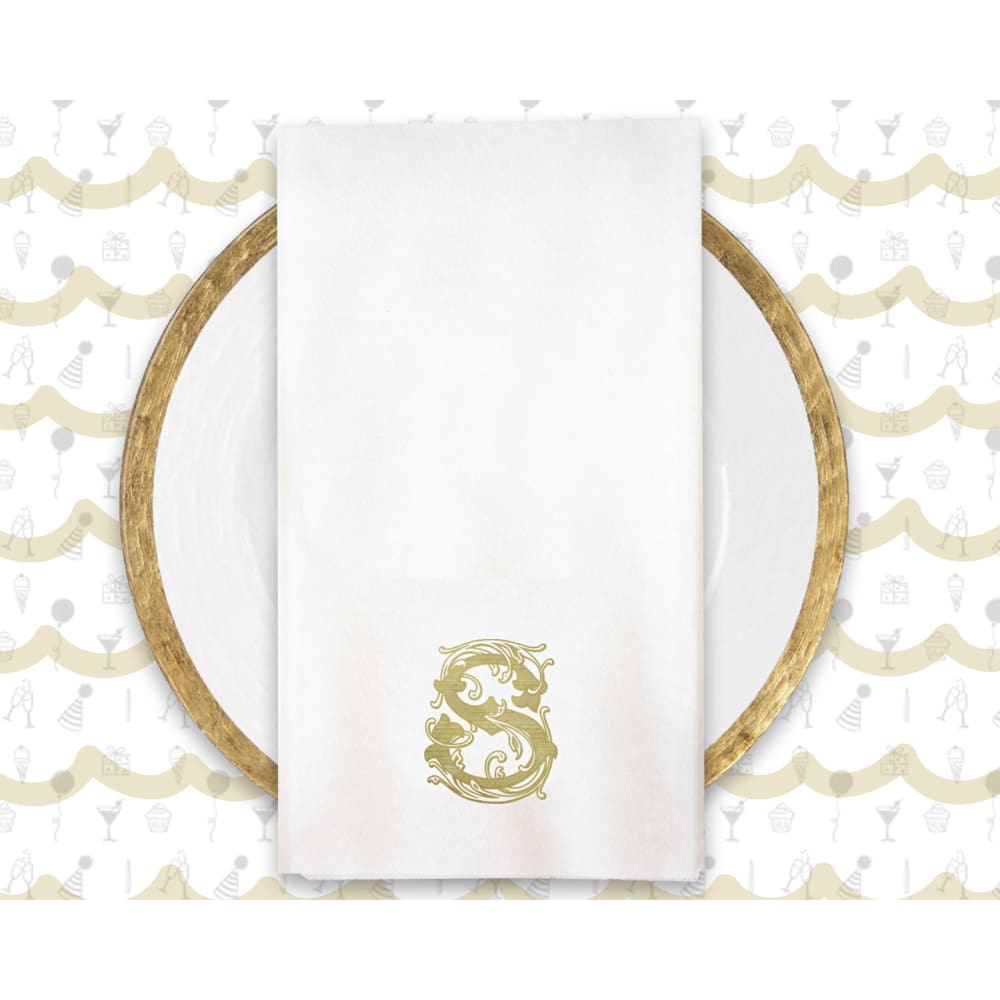 Vintage Floral Monogram Napkin - Monogram Linun