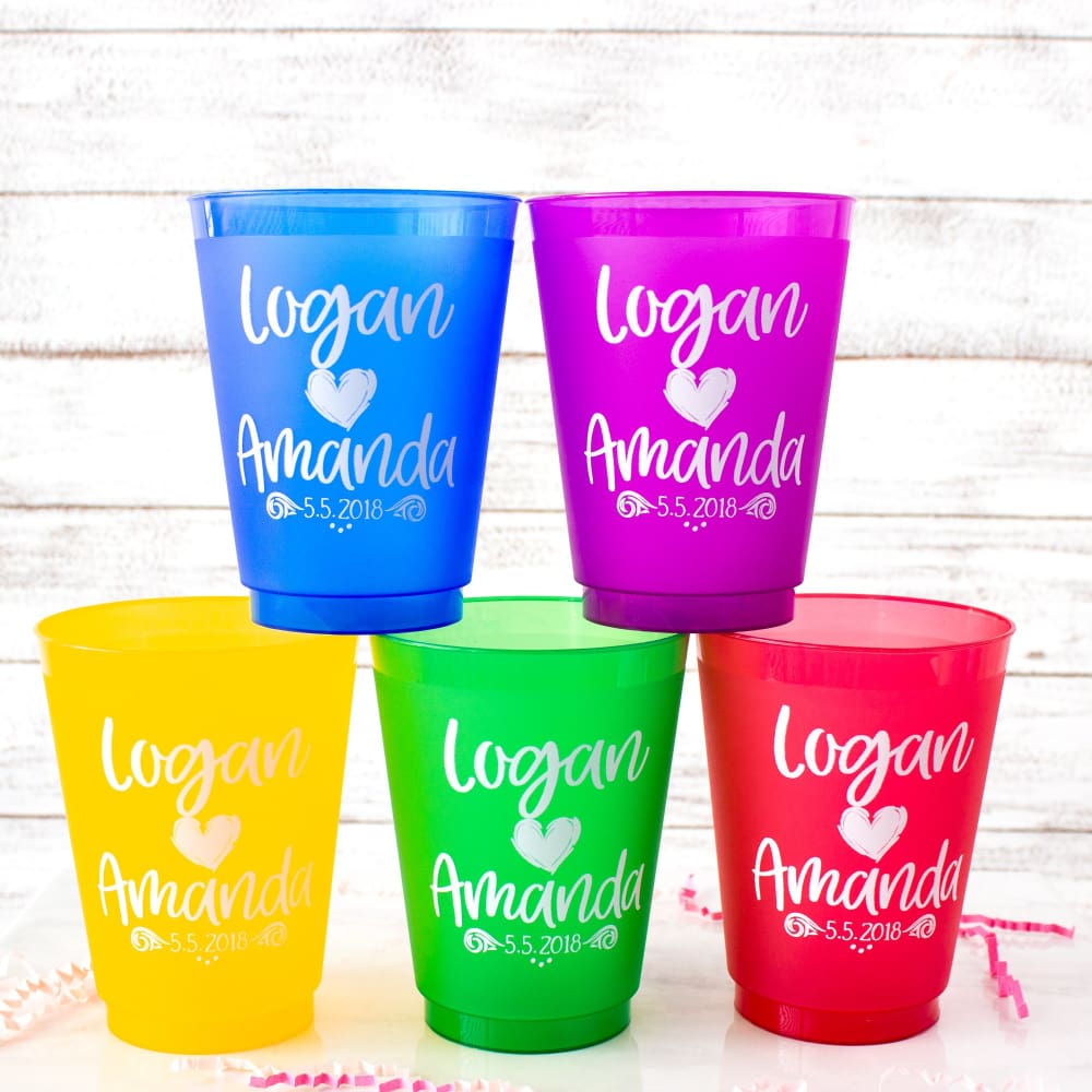 Custom Frosted Wedding Cups, Personalized Party Favors