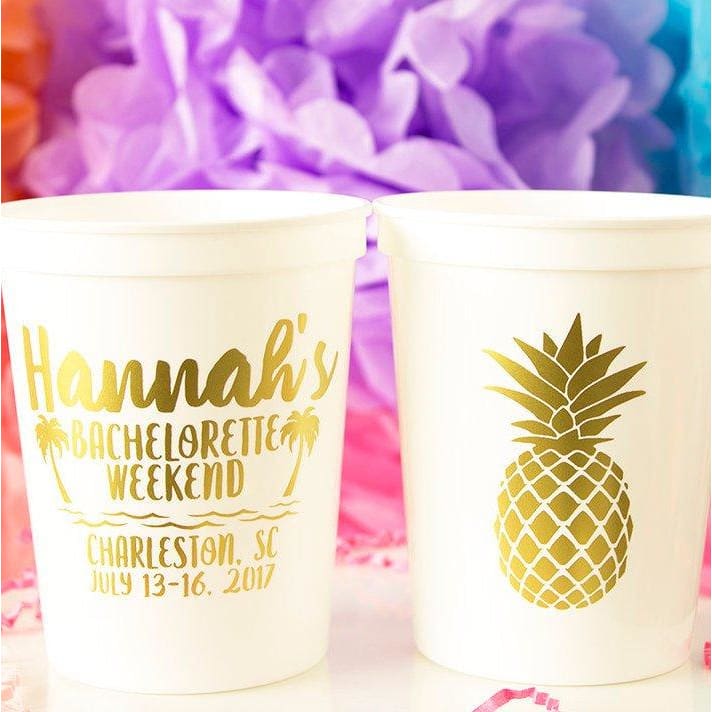 Pineapple Personalized Bachelorette Stadium Cups - Stadium Cup