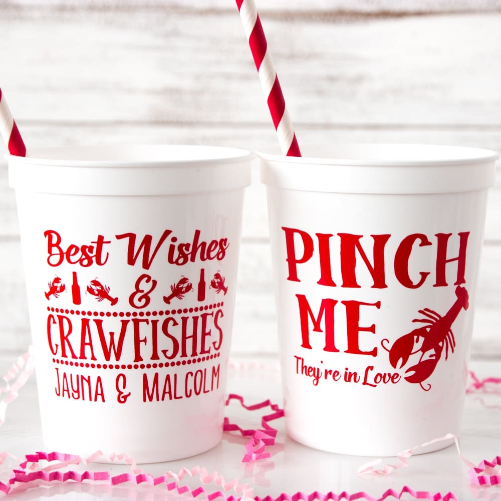 Pinch Me Theyre In Love Personalized Wedding Stadium Cups - Stadium Cup