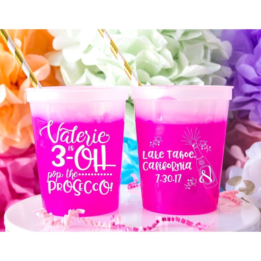 30th Birthday Party Cups Color Changing Cups Beach Birthday Pop the Processo Bachelorette Party Favors Bachelorette Cups Pink Party Cups