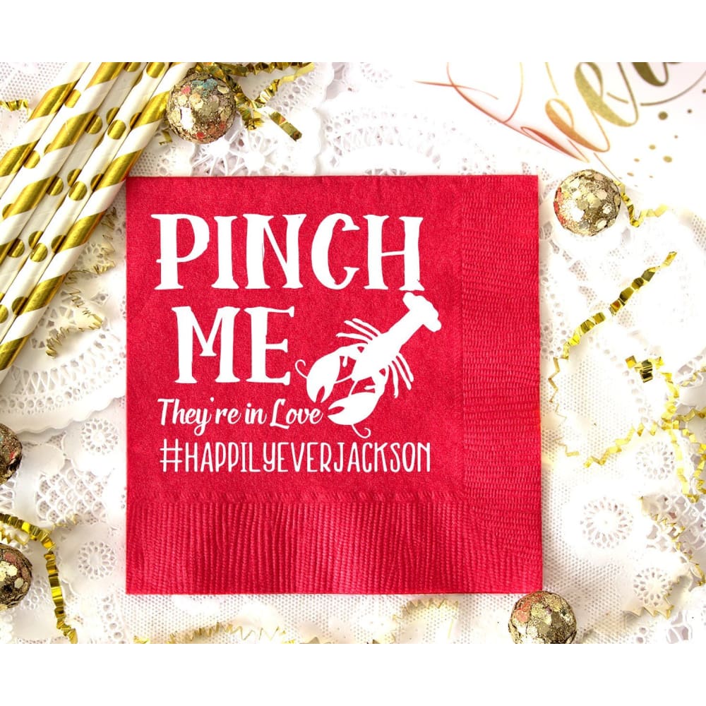 Wedding Napkins Personalized Napkins NOLA Wedding Crawfish Party Lobster Boil Birthday Engagement Party Custom Napkins Cocktail Napkins