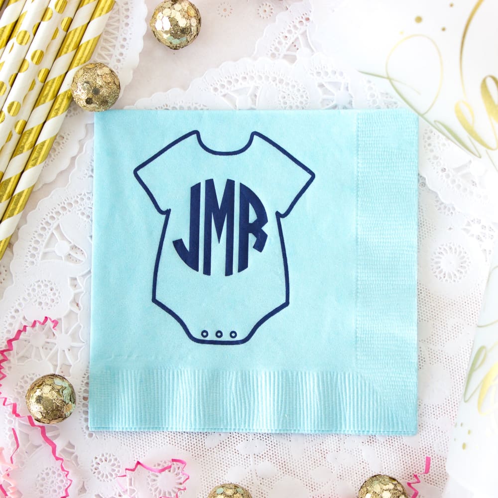 Baby Boy Shower Napkins Monogram Napkins Personalized Napkins Gender Reveal Ideas New Baby Beverage Napkins Luncheon Dinner Cocktail Napkins