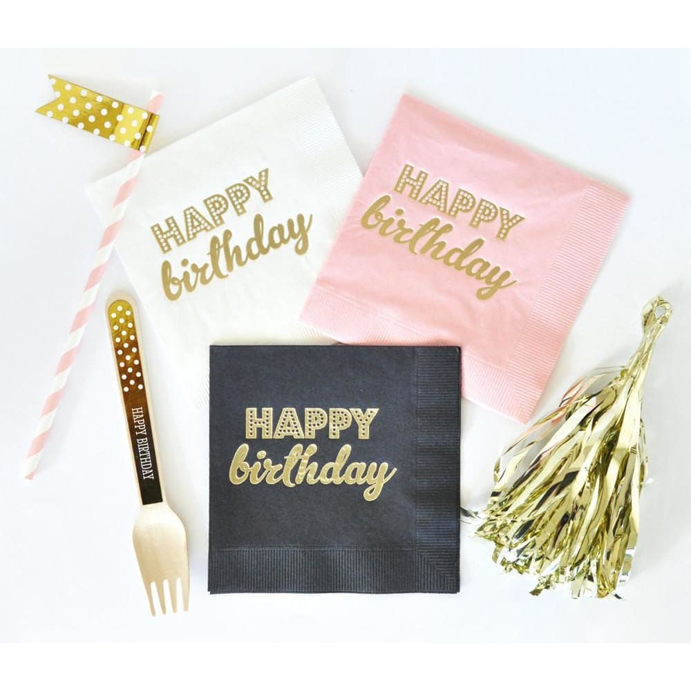 Happy Birthday Pink Napkins