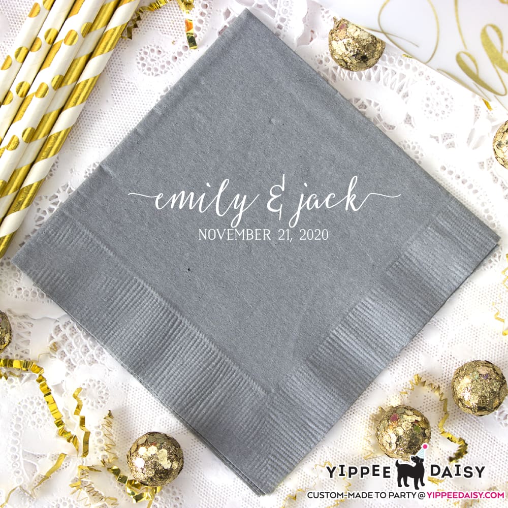 Names & Date Personalized Wedding Napkins - Napkins