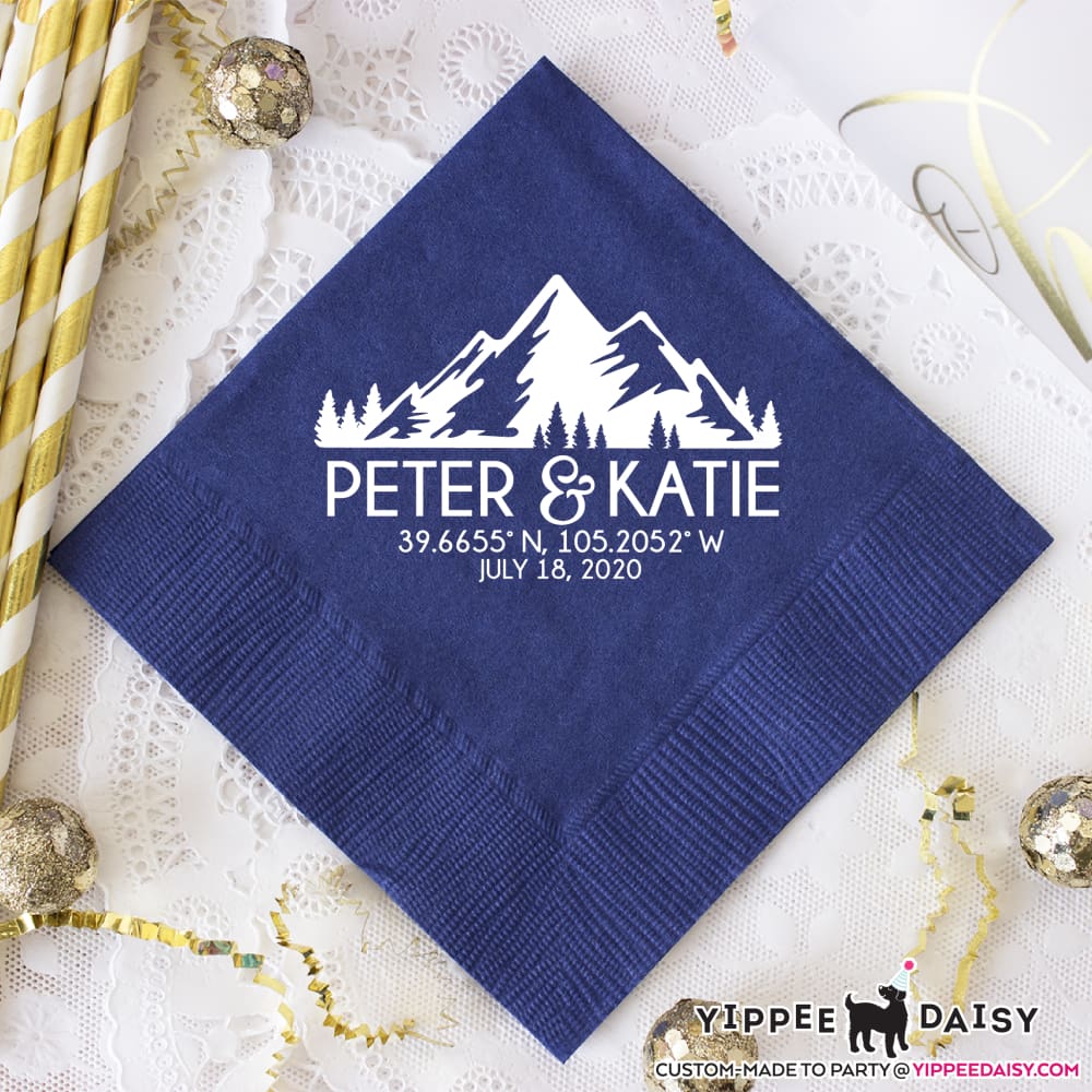 Mountains Personalized Wedding Napkins - Napkins