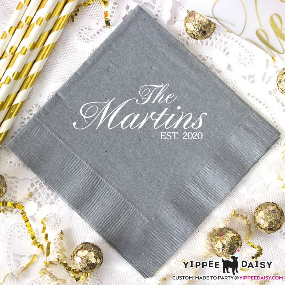 Last Name &amp; Date Personalized Wedding Napkins - Napkins