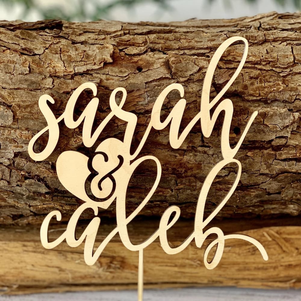 Names &amp; Heart Cake Topper - Cake Topper