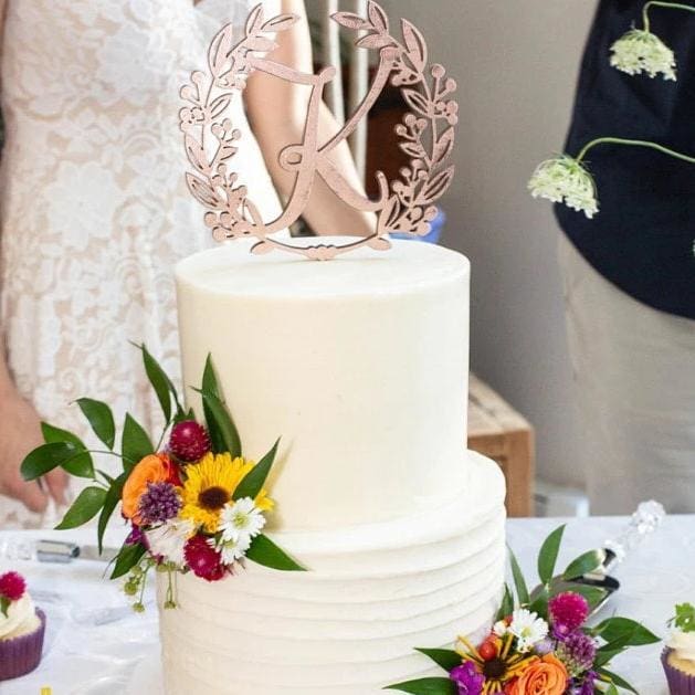 Monogram Wreath Cake Topper - Cake Topper