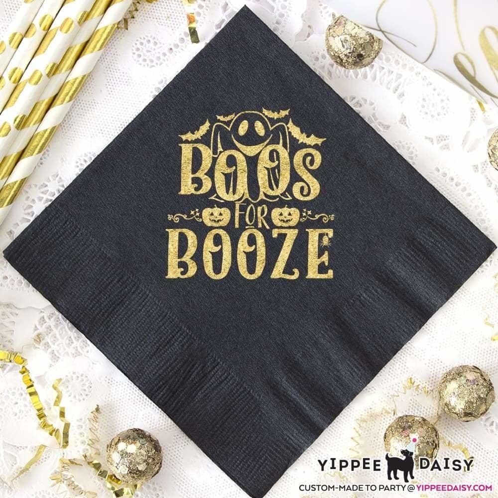 Boos For Booze Custom Personalized Halloween Napkins - Napkins